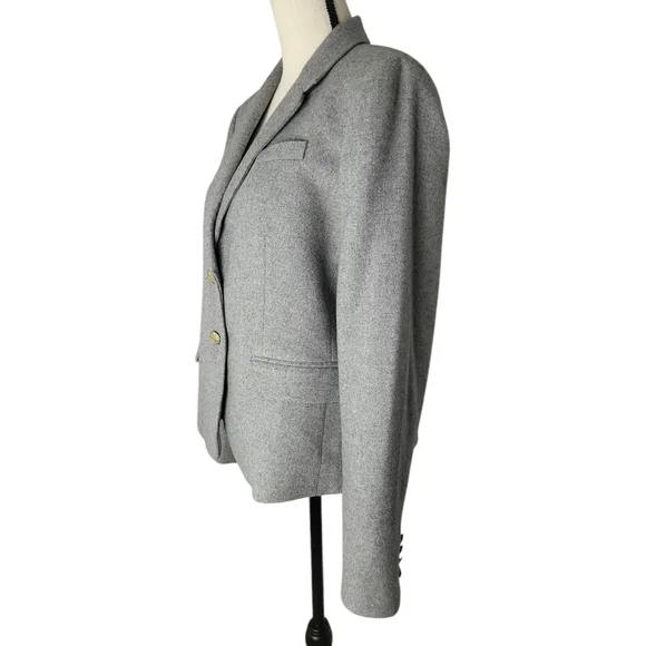 J. Crew Heather Gray Flannel Wool Blend Schoolboy Blazer Jacket Size 14 NWT - Picture 4 of 9